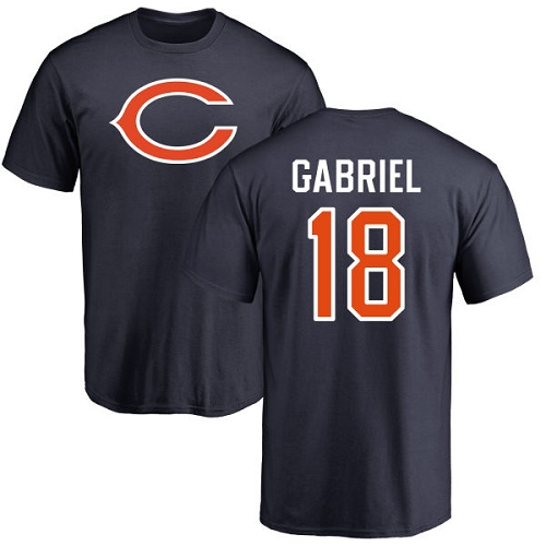 Chicago Bears Men Navy Blue Taylor Gabriel Name and Number Logo NFL Football #18 T Shirt